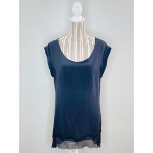 Andrea Sassi Firenze Silk Knit Raw Edge Tunic Top Womens Med Oversized Boho Luxe